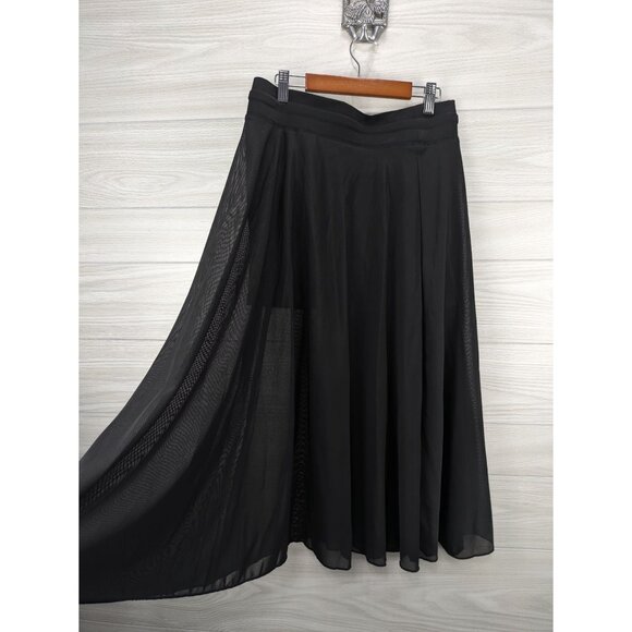 High Waisted Drawstring Contrast Mesh Split 2-in-1 Side Pocket Flowy Wide Leg Yo - Picture 2 of 8